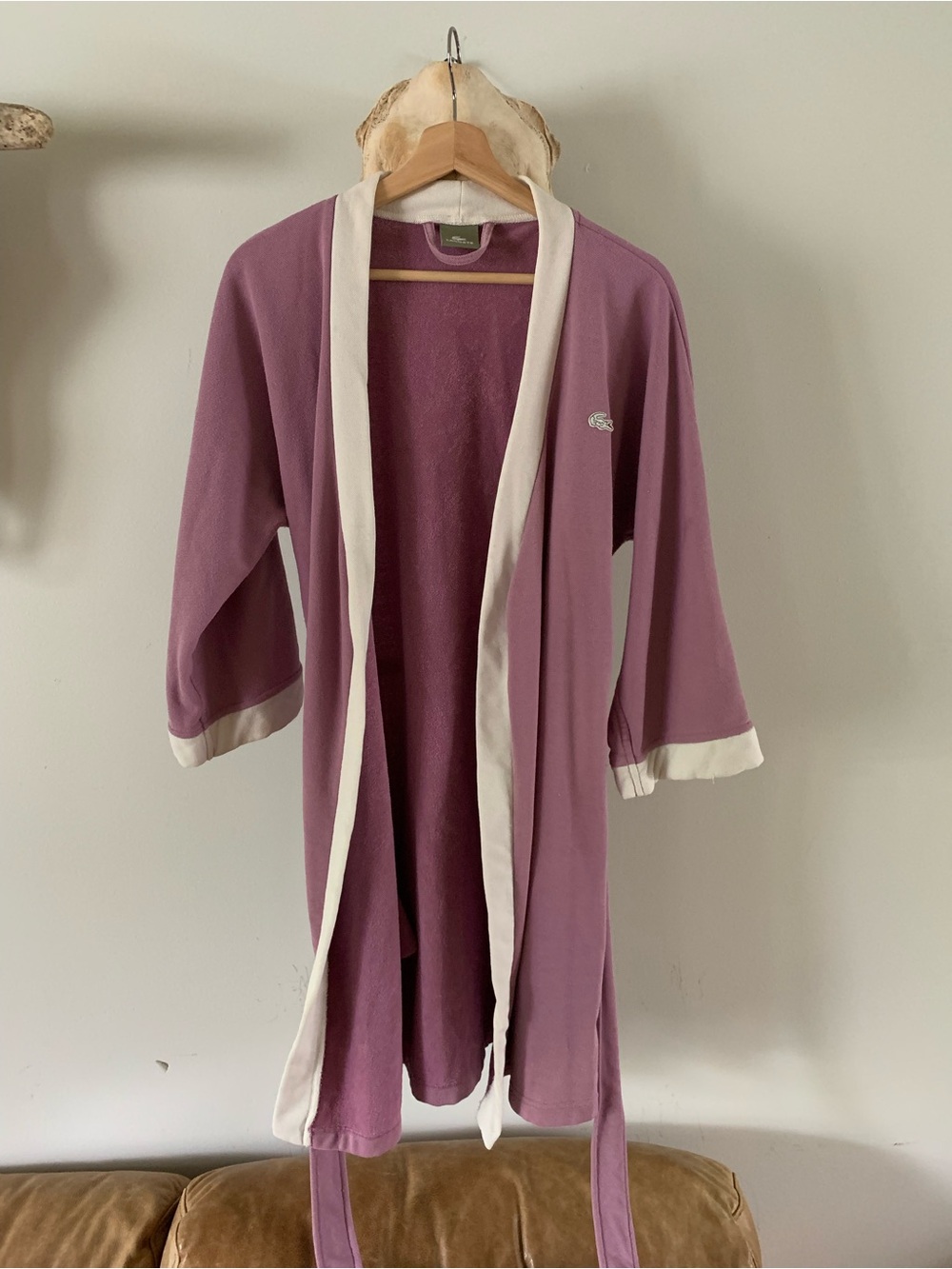 Lacoste Dusty Rose Lounge Robe with Cream Trim